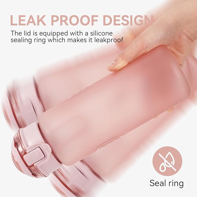 Kerilyn 32oz Water Bottle, Leakproof Sports Water Bottle, BPA Free Plastic Water Bottle No Straw, Reusable Water Bottle with Handle, Fruit Infuser for Gym Fitness, Camping, Outdoor, Pink