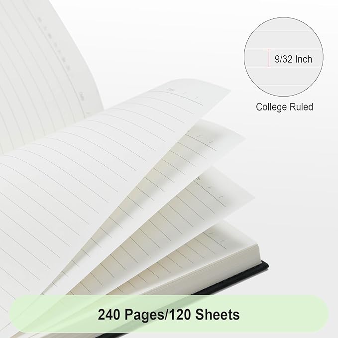 COMIX 6 Pack Lined Journals for Men Women, 240 Pages 5.6" x 8.3" Journaling Notebooks for Work & Note Taking, A5, College Ruled, Hardcover, Fits for Office School Home