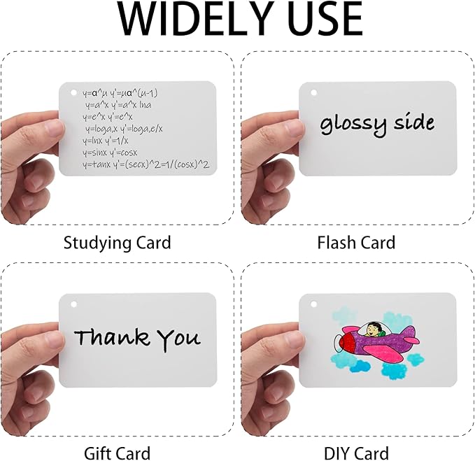 3x5 Blank Index Cards Study Flash Cards with Rings, 300PCS Rounded Hole-punched White Cardstock Heavy Weight Note Cards, Language FlashCards or Recipes DIY