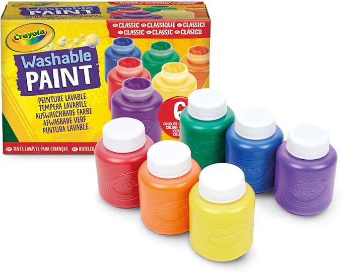 Crayola Washable Kids Paint, 6 Count, Kids At Home Activities, Painting Supplies, Gift, Assorted
