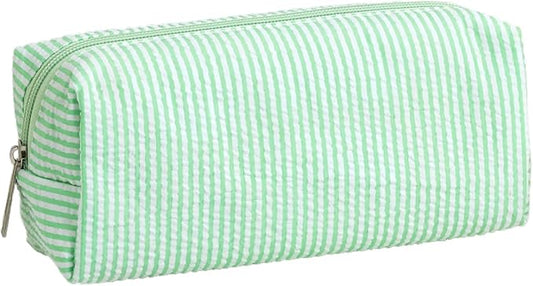 Cute Large Capacity Pencil Case | Aesthetic Striped Pencil Pouch for Office Supplies Organizer (Green)