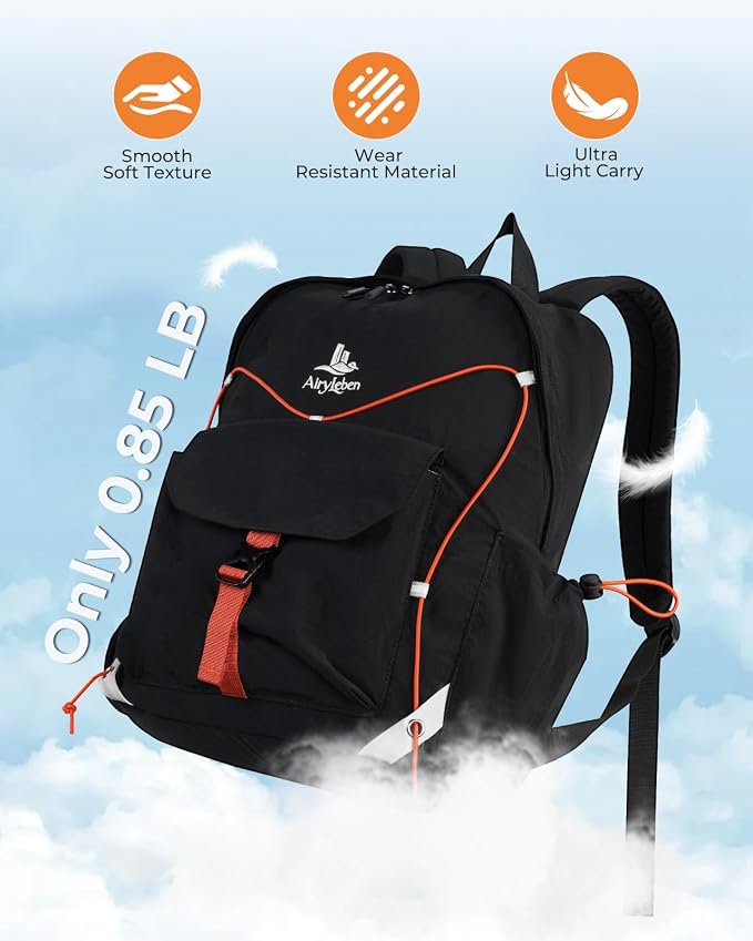 25L Travel Backpack Women Men, Lightweight College Backpack,Black | Casual Daypack, Water Resistant Bookbag, Fit 15.6-inch Laptop, Travel Commuting Gym Hiking Work Bag, TSA Friendly