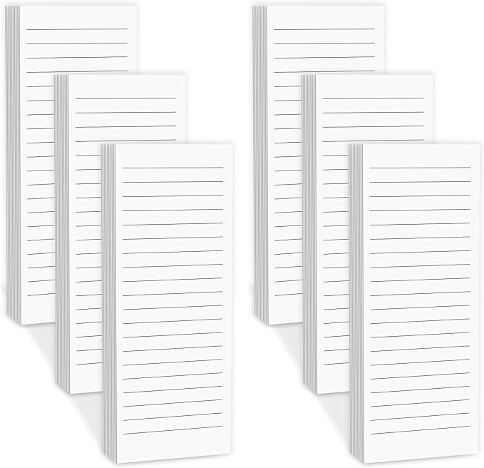 Magnetic Notepads Note Pads for Fridge with Full Magnet Back, 180 Sheets White Lined Refrigerator Notepad, 30 Sheets Per Pad for Grocery List, Shopping List, Office, Home, To-Do Lists & Memos