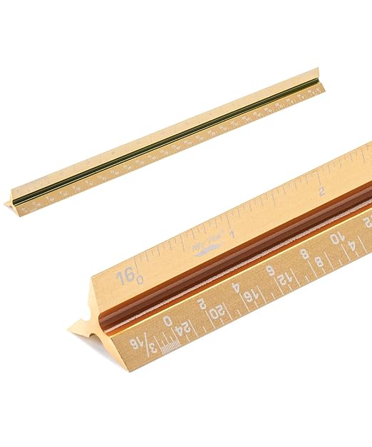 Mr. Pen- Architectural Scale Ruler, 12 inch, Gold, Aluminum Scale Ruler for Blueprints, Gift