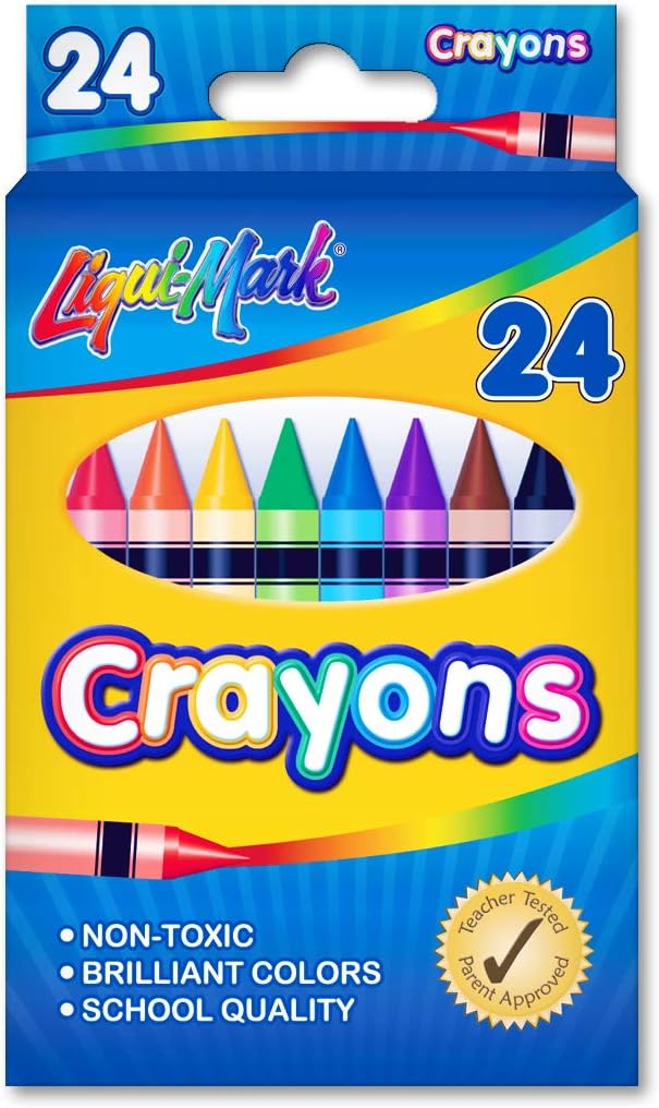 24‑Pack Crayons – Classic Bright Assorted Colors Art & School Crayons for Kids, Students & Classroom Use – Non‑Toxic Drawing & Coloring Supplies