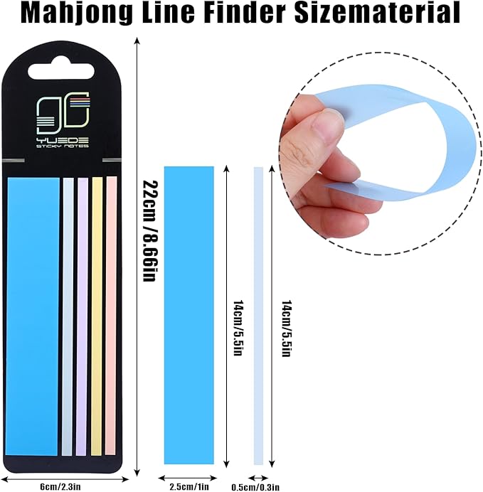 420 Pcs Mahjong Line Finder Reader Notes, Highlighter Tape Stripe, Transparent Sticky Mahjong Cards Rule Reader, Mahjong Accessories for Player, Beginner, No Adhesive Residue & Reusable (Blue)