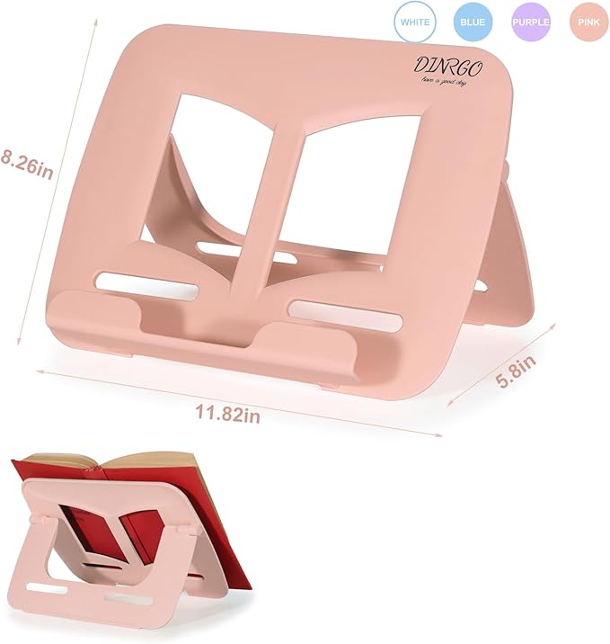 4Pack Book Stand - Waterproof Book Holder, Lightweight, Hands Free (Blue, Purple, Pink, White, 11.82" * 8.26")