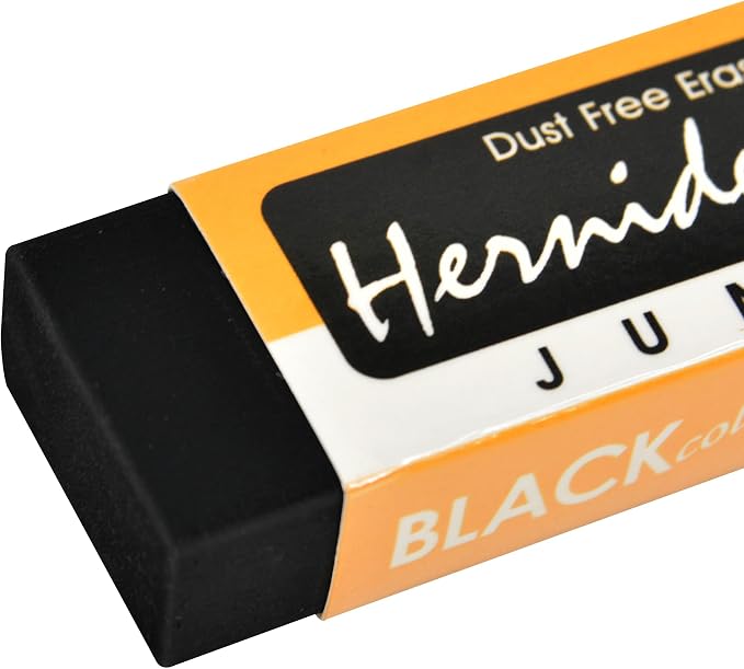 Hernidex #1020 Jumbo Dust-Free Eraser | Effortless Erasing, Clean & Smooth Finish, Gentle on Paper, Black Bulk Pack 20pcs Erasers for Art Drawing School
