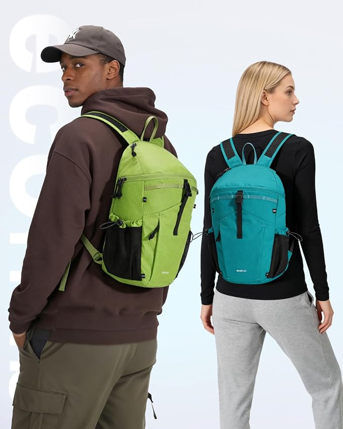 ECOHUB 15L Ultra-Lightweight Packable Backpack, Casual Daypack for Daily Use, Small Hiking & Travel, Foldable Backpack, Water-Resistant Nylon, Reflective Design