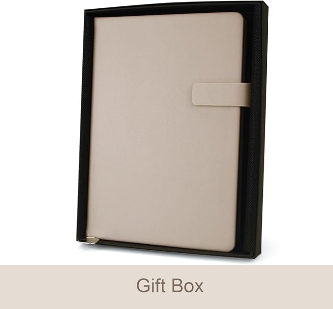 A5 Hard Cover Notebook with Pen Holder, Gold Edges & 180° Lay Flat - Large 5.7x8.4 Lined, Bookmark, Gift Box - Durable Journal for Office, Study, Travel - Writers, Students（Light Coffee）