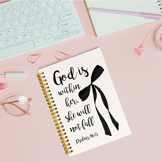 JKMBN Modern Black Bow Notebook, Christian Journal for Bible Notes
