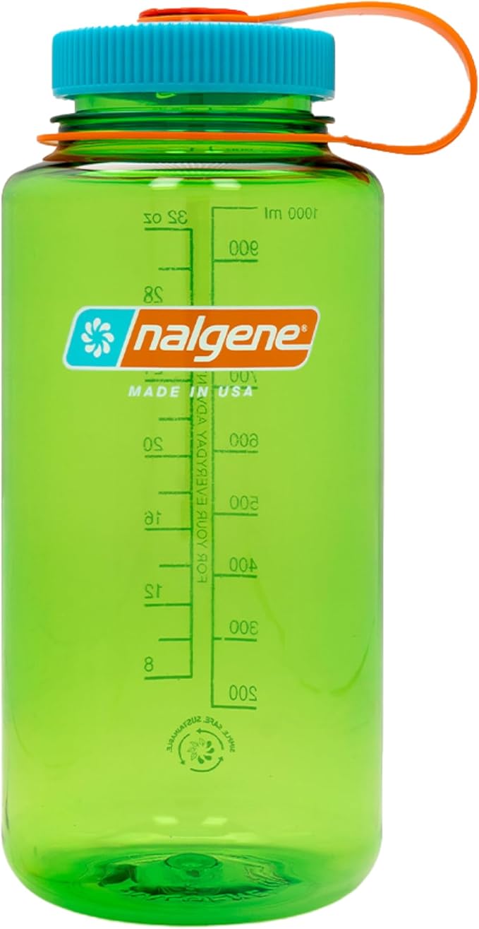 Nalgene 32 oz Wide Mouth Water Bottle | BPA-Free, Durable & Leak Proof, Lightweight Bottle for Hiking & Gym, Work & Travel