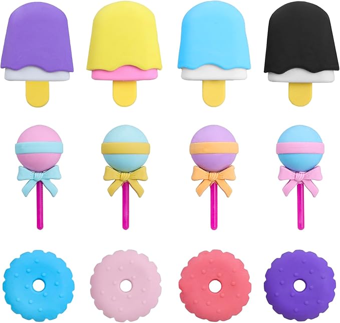 16 PCS Food Erasers for Kids, 3D Cute Ice Cream & Donut Puzzle Pencil Erasers, Mini Take Apart Erasers for Classroom Rewards, Easter Egg Fillers, Party Favor Goodie Bag Stuffers