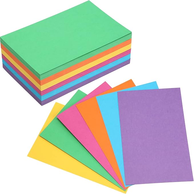 Fainne 300 Pcs 5 x 8 Inches Blank Index Cards 180 Gsm Thick Card Stock Assorted Color Neon Blank Flash Cards Colorful Study Notecards for Organizing(Bright Colors)