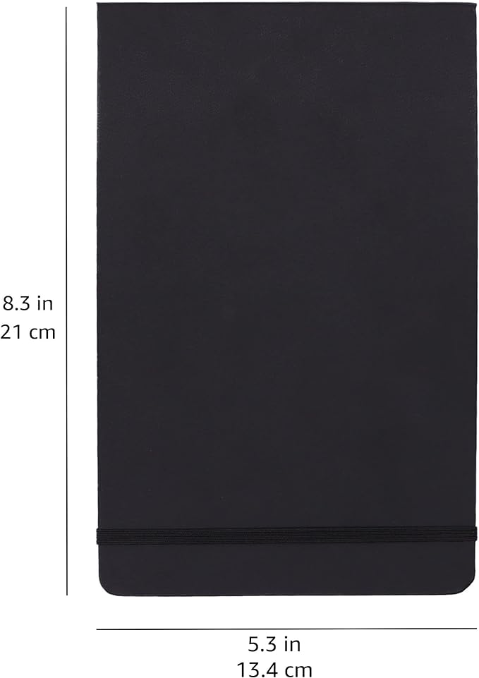 Amazon Basics Art Sketch Book for Drawing and Painting, Thick Paper, 5.25" x 8.25", 72 Sheets, Black
