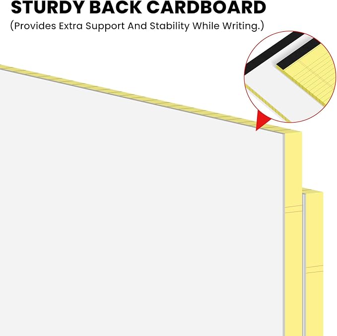 2pcs Legal Pads 8.5 x 11,Notepads 8.5 x 11 Inch, 30 Sheets/Pack, Yellow Note Pads Clear Print Writing Pads of Paper, Perforate Wide Ruled Lined with Sturdy Back for Office, Business & School Supplies