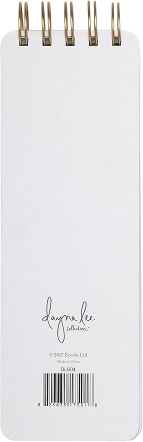 Eccolo Dayna Lee Collection Go-Getter Off White "Oh! Good Idea" 3x8.5" Hardcover Spiral Memo Pad, 300 Pages