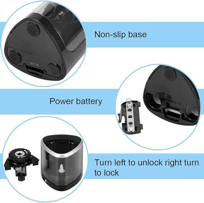 Electric Pencil Sharpeners Powerful Stall-Free Motor Portable Electric Battery Operated Pencil Sharpener Battery Powered Classroom Pencil Sharpeners for School Home Office Classroom