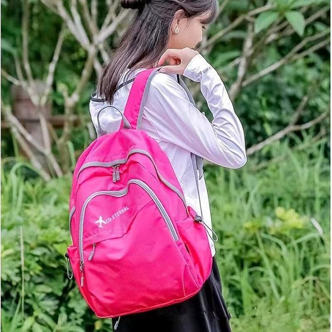 Geboldil Men's and women's lightweight foldable hiking travel backpack waterproof camping backpack fuchsia