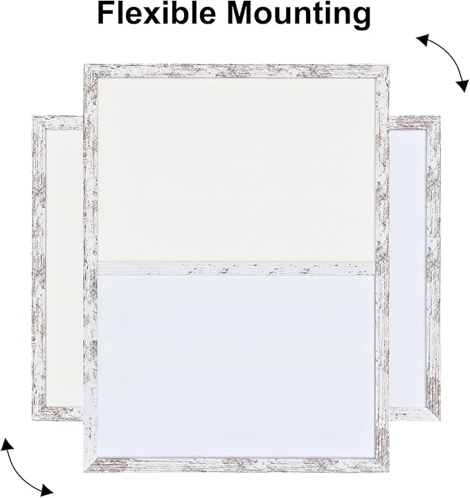 Bulletin Board Whiteboard White Felt Board Combo for Office School Kitchen Bedroom, White Wood Frame,17.7"*23.6",Whiteboard+WH-4560WH