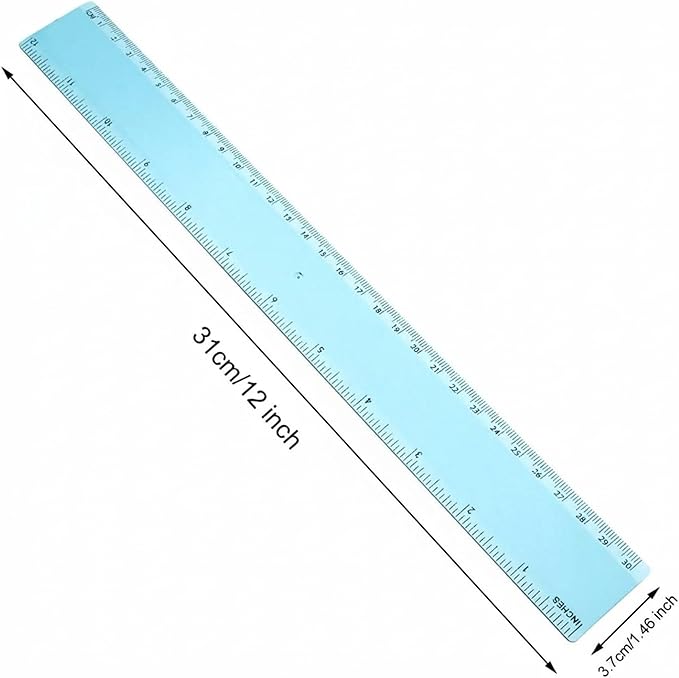 EBOOT 2 Pack Plastic Ruler Straight Ruler Plastic Measuring Tool for Student School Office(Blue,12 Inch)