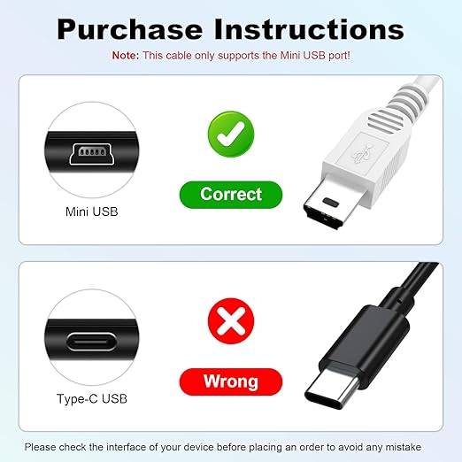 Toxaoii USB Power and Data Cable Compatible with Texas Instruments Calculators TI-84 Plus CE, TI 89 Titanium, TI Nspire CX II CAS, TI Nspire CX CAS Graphing Calculator Charger White