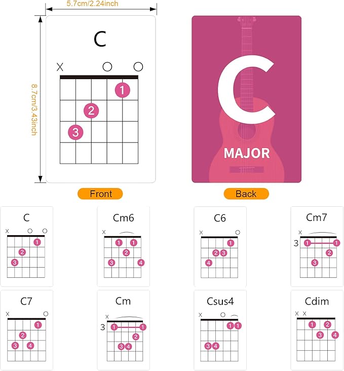 Guitar Chords Flash Cards, 56 Chord Cards, Guitar Notes- Learn Essential Chords Quickly, The Major and Minor Scales Guitar Flash Cards for Beginners and Players