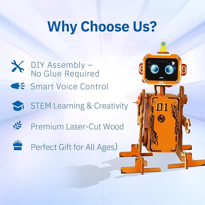 STEM Robotics Kit for Kids 8-12, DIY Voice-Control Interactive Robot Building Science Kit for Kids Age 8-12, for Science & Tech Enthusiasts