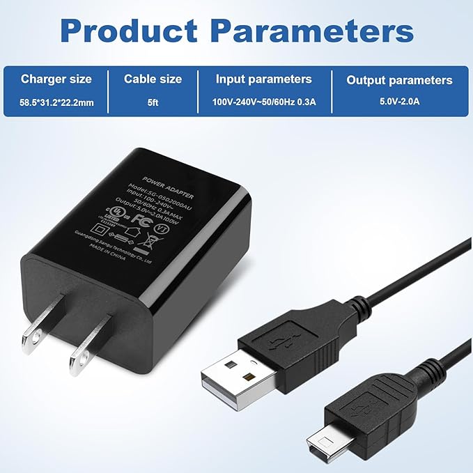 TI 84 Plus CE Charger with Cable: TI-84 Nspire Charging Cable - TI84 Graphing Calculator Charge Cord for Texas Instruments C Silver Edition Ti-nspire CX CAS II C TI-83 TI-85 TI-89 Charger (5ft)