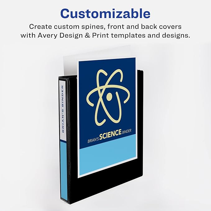 Avery Economy View 3 Ring Binder, 1.5" Round Rings, 1 Black Binder (05771) (Pack of 12)