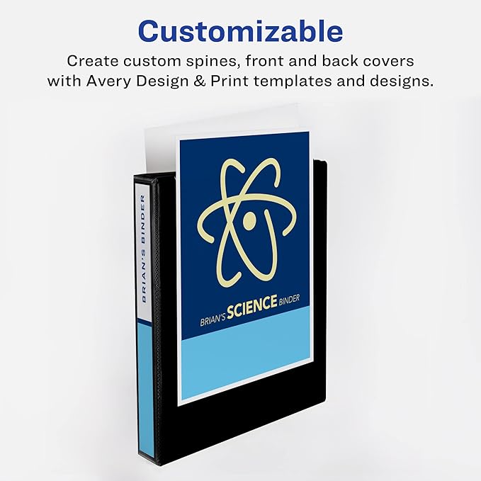 Avery Durable View 3 Ring Binders for Home School Supplies, Office Supplies, or Home Organization, 1.5" Slant Ring, 4 White Binders (17576)
