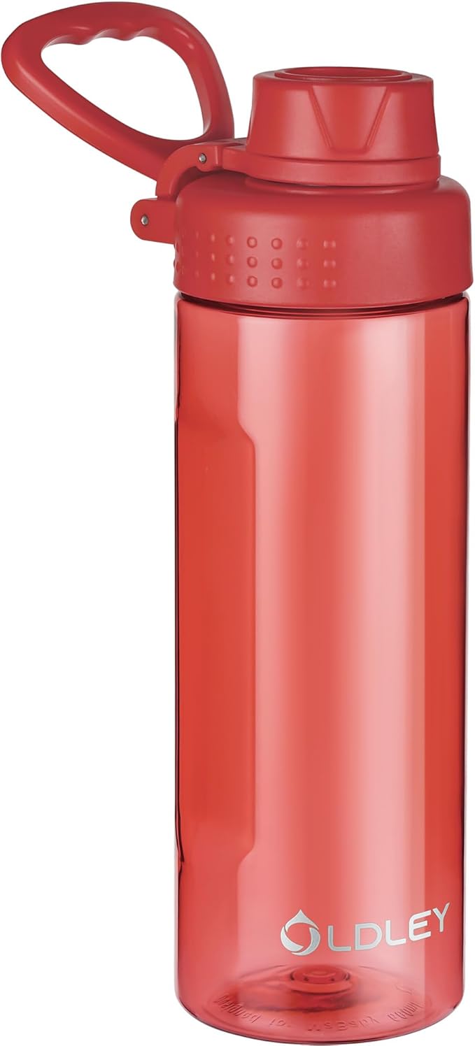 OLDLEY Water Bottles 20oz BPA Free Tritan Water Bottle with Carry Handle and Spout Lid, Leakproof Kids Water Bottle for Home,Travel, School, Outdoors,Red