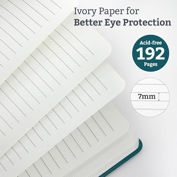 2Pack Lined Hardcover Journal Notebook, A5 192 Pages 100Gsm Thick Paper College Ruled for School,Note Taking,Work,Diary，5.7''*8.3'',Turquoise