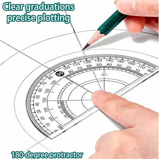 2Packs Maths Set, 7Pcs Protractor and Compass Set Geometry Sets for Secondary School Stationery Supplies - Math Ruler Compasses Geometry Sets Case for Student Secondary Stationary Supplies