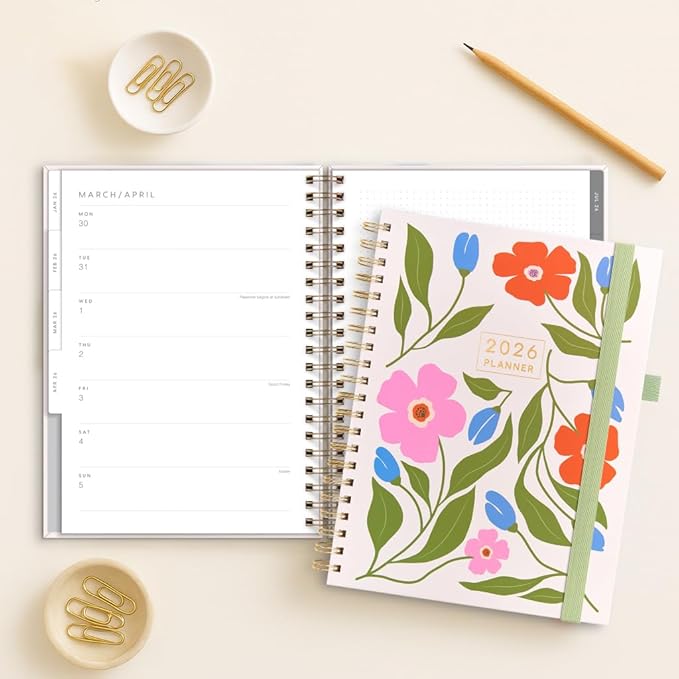 And Per Se 2026 Planner, A4 Size-Daily, Weekly & 18-Monthly Planner, Daily Schedule, Monthly Tabs, 100 GSM Thick Paper(Botanical Floral)
