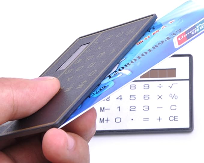 Solar Powered Calculator 8 Digit Display 8.5x5.3cm Portable Basic Standard Calculator for Business Office School, silver