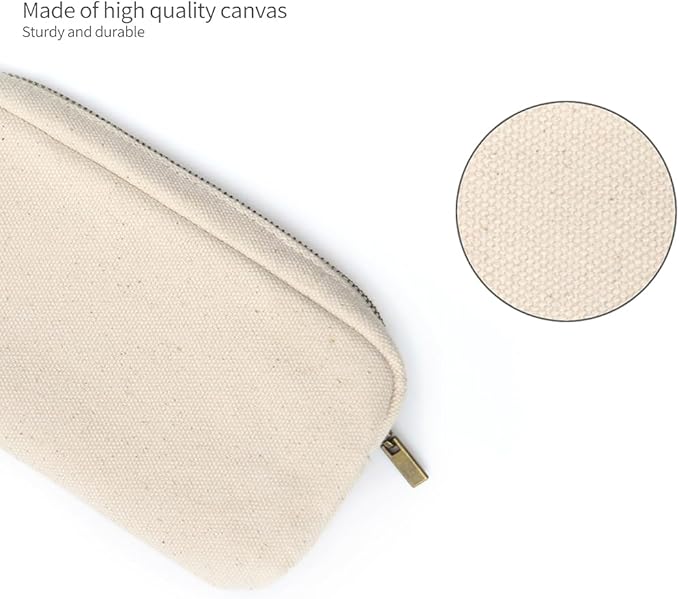Pencil Pen Case, Canvas Pencil Pouch Big Capacity Pen Bag with Zipper Durable Stationary Storage Bag for Adult Students Officers