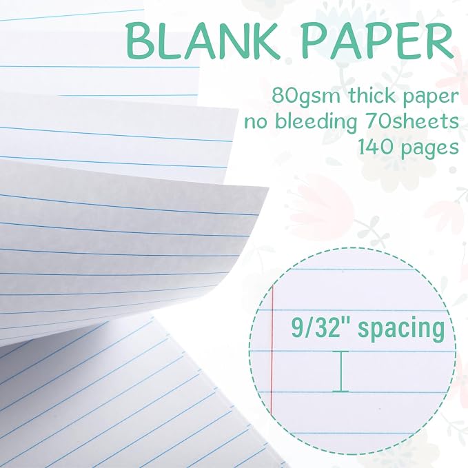 Maitys 6 Pcs Steno Spiral Notebooks, Multicolor, Flowers Style