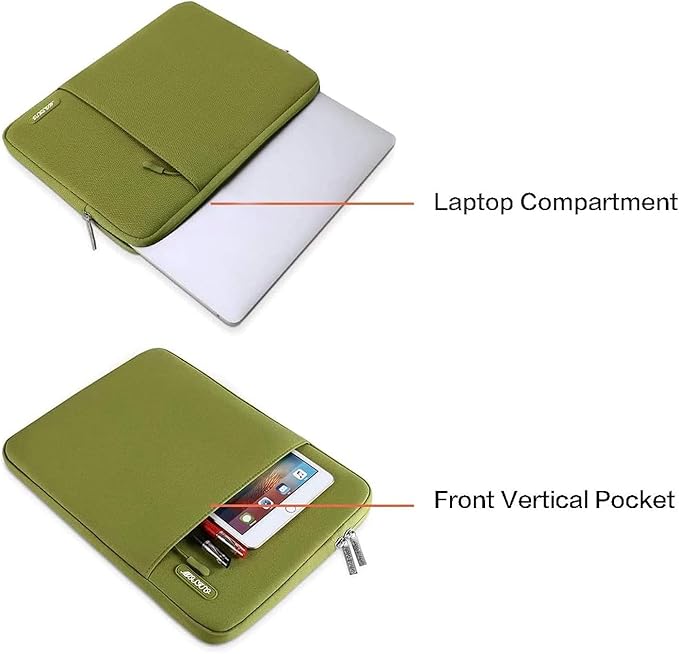 MOSISO Laptop Case 15 inch, 15 inch Laptop Sleeve Compatible with MacBook Air M5 A3448 M4 A3241 M3 A3114 M2 A2941 2026-2023, Dell XPS, Polyester Vertical Computer Sleeve Bag with Pocket, Chartreuse