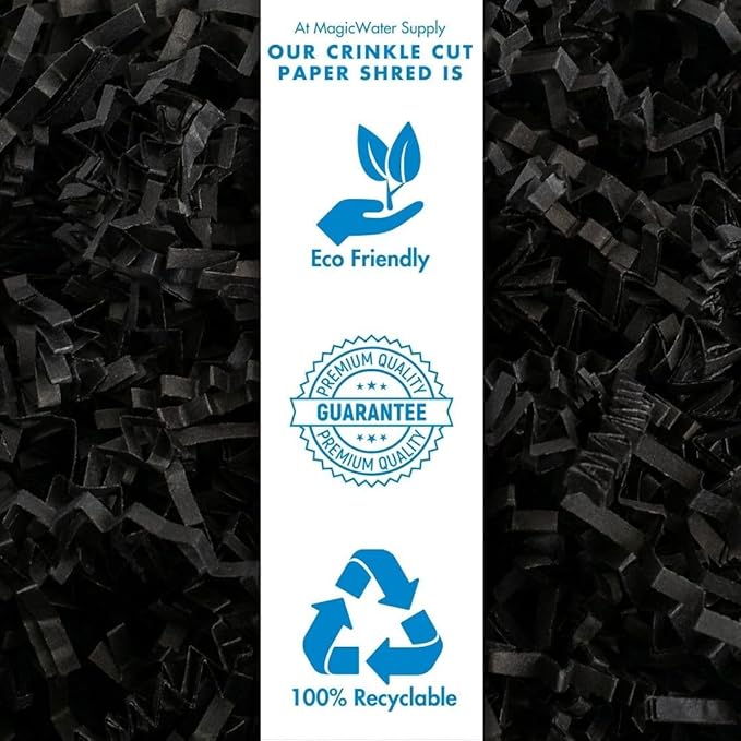MagicWater Supply Crinkle Cut Paper Shred Filler - 5LB - Black - Premium Quality Recyclable, Eco-Friendly Decorative Packaging for Gift Wrapping, Basket Filling, Birthdays, Weddings & Anniversaries.
