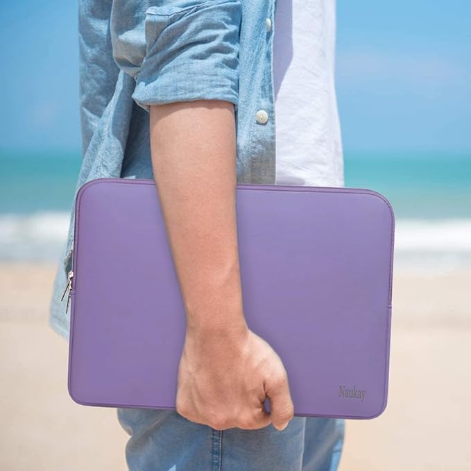15.6 Inch Laptop Sleeve, Resistant Neoprene Notebook Computer Pocket Case/Tablet Briefcase Carrying Bag Compatible for Asus/Dell/Fujitsu/HP/Sony/Toshiba/Acer- (Purple)