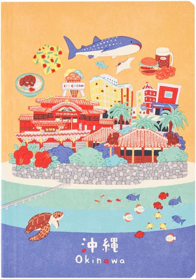 NOLTY JAPAN NOTE, A6 Notebook Featuring Japanese Design, 3.5mm Dot Grid, 80 Pages, Okinawa, JP0108
