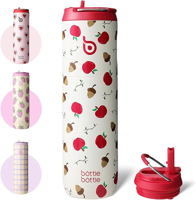 BOTTLE BOTTLE Insulated Water Bottle 24oz with Straw Lid and Handle Sports | for Travel Gym school,Stainless Steel Water Bottles,Double-Wall,Vacuum Metal,Leak Proof,BPA-Free