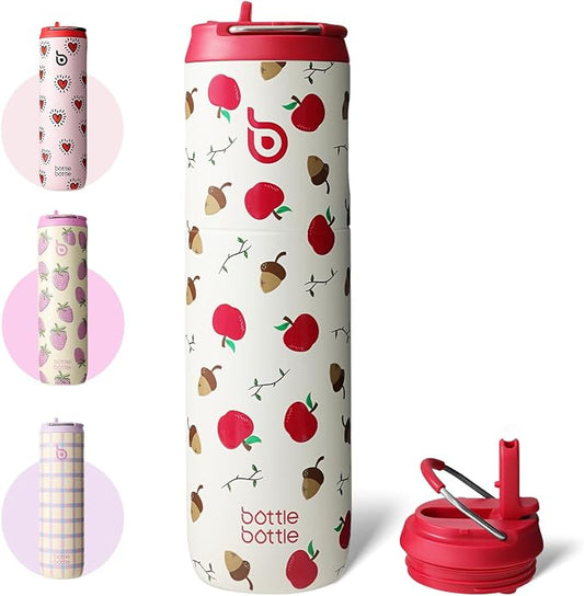BOTTLE BOTTLE Insulated Water Bottle 24oz with Straw Lid and Handle Sports | for Travel Gym school,Stainless Steel Water Bottles,Double-Wall,Vacuum Metal,Leak Proof,BPA-Free