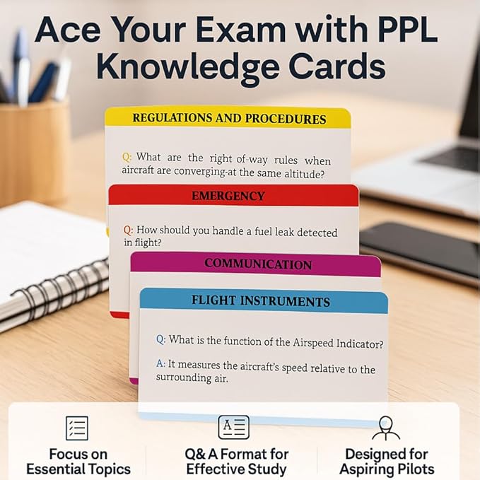 Private Pilot Flash Cards – 265 Aviation Knowledge Boosting Student Pilot Study Guide to Assist with FAA PPL Test Prep. Essential for Checkride, Written and Oral Exams