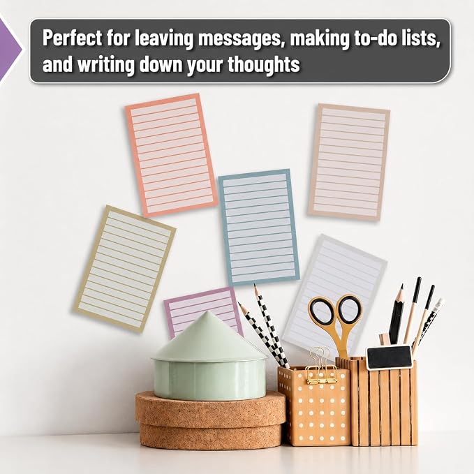 Mr. Pen- Lined Sticky Notes, 4" x 6", 6 Pads, 270 Sheets, Sticky Notes with Lines, Ruled Post Stickies, Memo Pads, Self-Stick Note Pad for Office, School, Home, Study & Organization