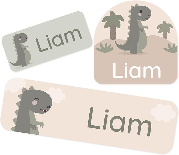 Personalized Daycare Name Labels (84) – Daycare Labels & Name Stickers for Kids – Labels for Kids Stuff Daycare – Waterproof for Baby Bottles, Clothing & Lunch Boxes - Dinosaur