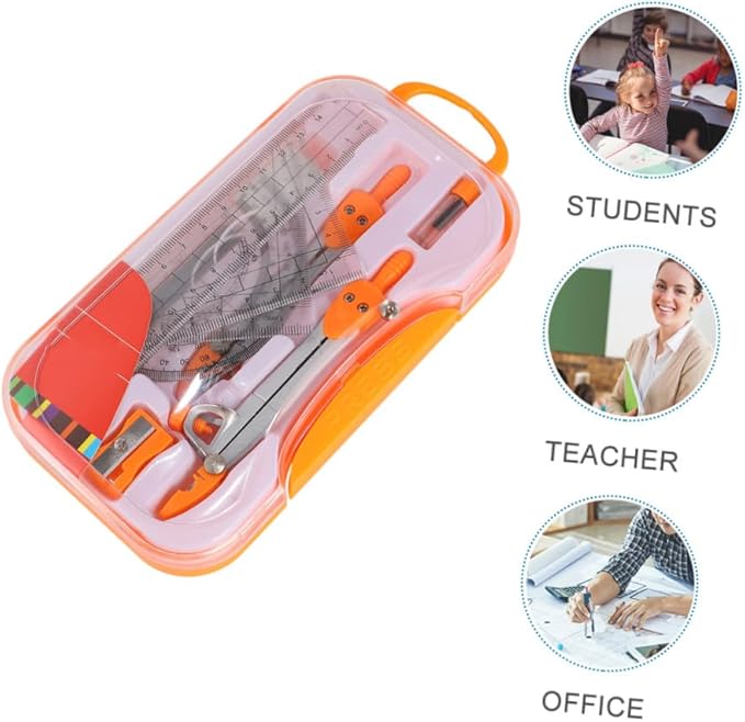 1sets Compasses and Geometry Ruler for Students Math Tool Technical Drawing Lightweight Precise and Easy to Use for School and College Use