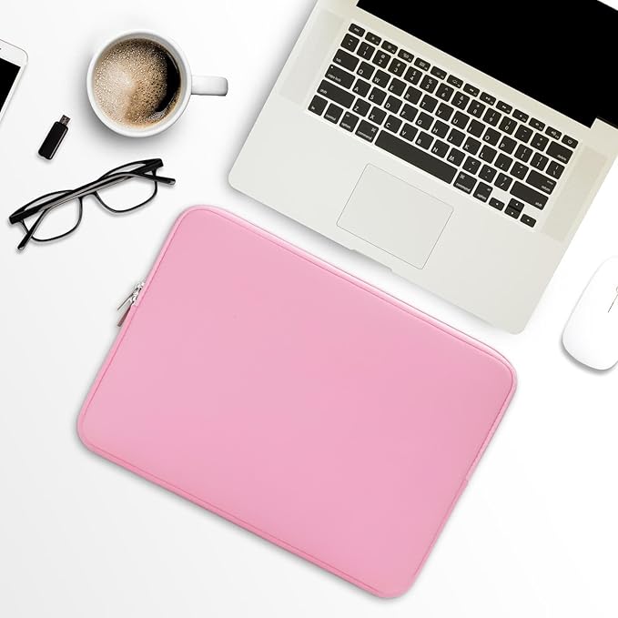 RAINYEAR 15.6 Inch Laptop Sleeve Protective Case Soft Carrying Zipper Bag Cover Compatible with 15.6" Notebook Computer Ultrabook Chromebook (Pink)