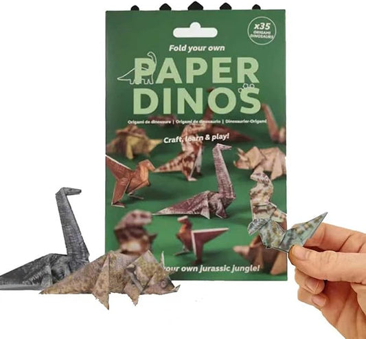 AHHALFFY 50 Piece Dinosaur Origami Paper Craft Kit – Fold Your Own Prehistoric Creatures, Fun DIY Activity for Kids, Educational Gift for Boys & Girls(Dinosaur)